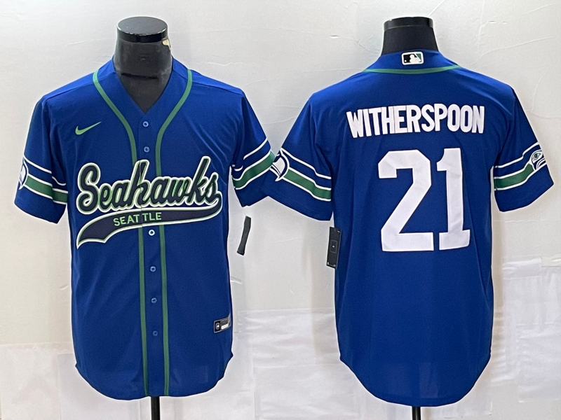 Men's Seattle Seahawks Devon Witherspoon #21 Royal Alternate Legend Jersey Joint Edition